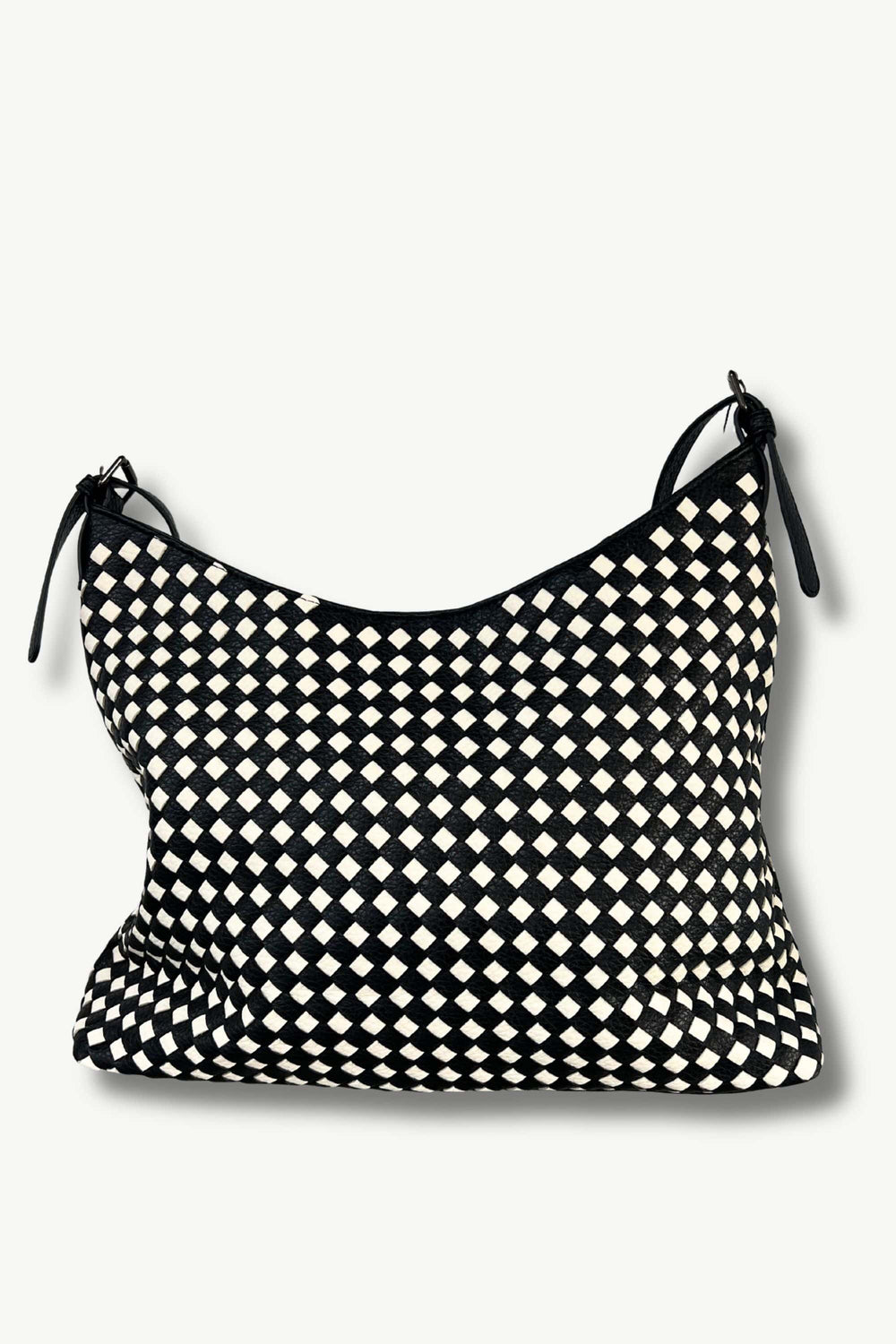 SASSYDUCK BAG BLACK-WHITE VESTA WOVEN TOTE - 8347