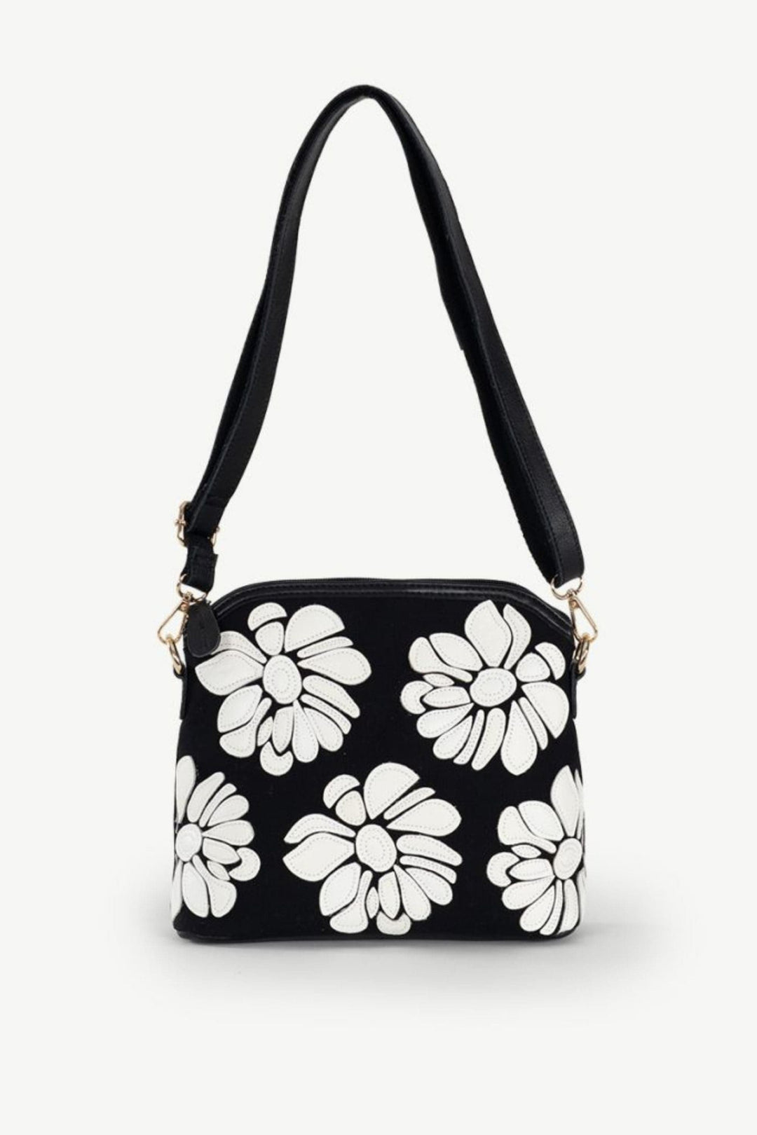 SASSYDUCK BAG BLACK-WHITE WILD ROSE XBODY BAG - L37