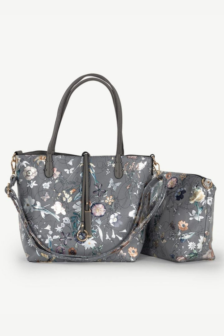 SASSYDUCK BAG GREY FLORAL GIGI TOTE - 8369