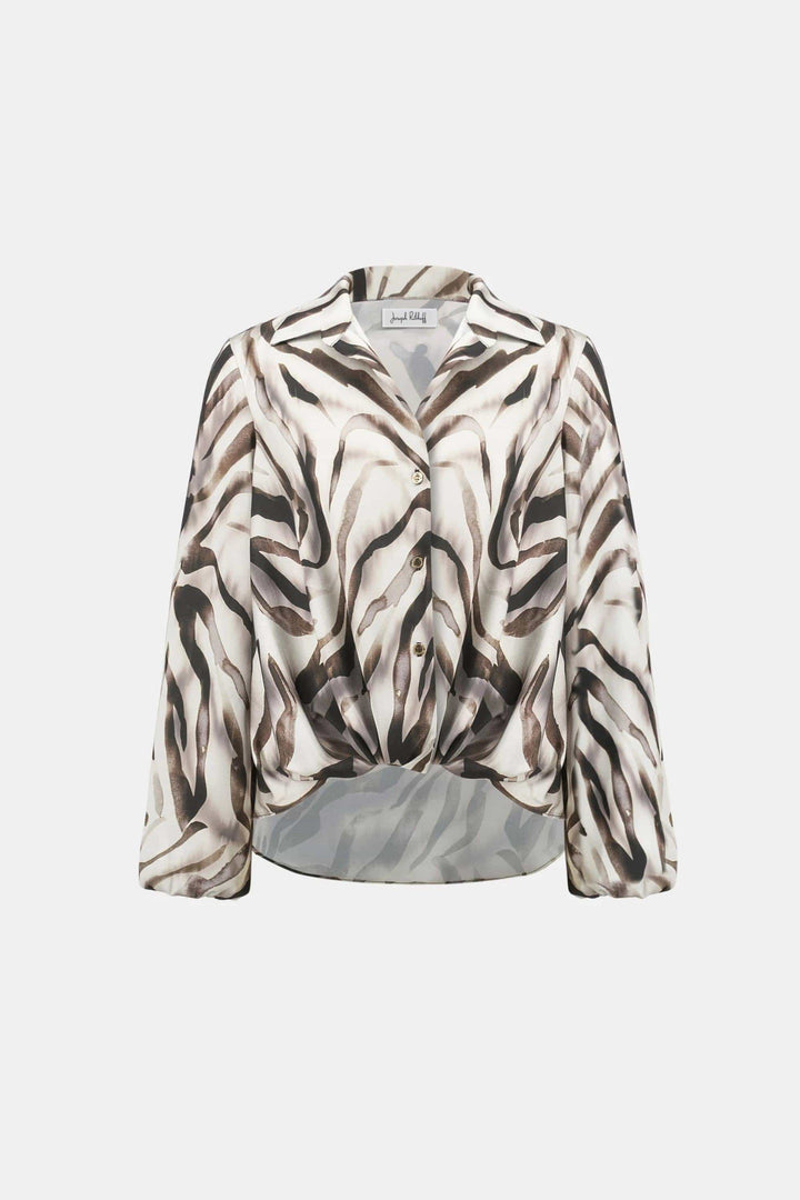 JOSEPH RIBKOFF SHIRT SATIN ANIMAL PRINT TOP - 263057JR