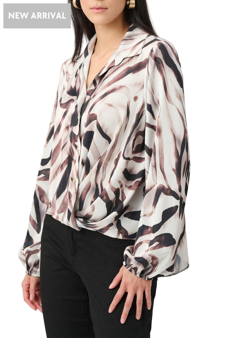 JOSEPH RIBKOFF SHIRT SATIN ANIMAL PRINT TOP - 263057JR