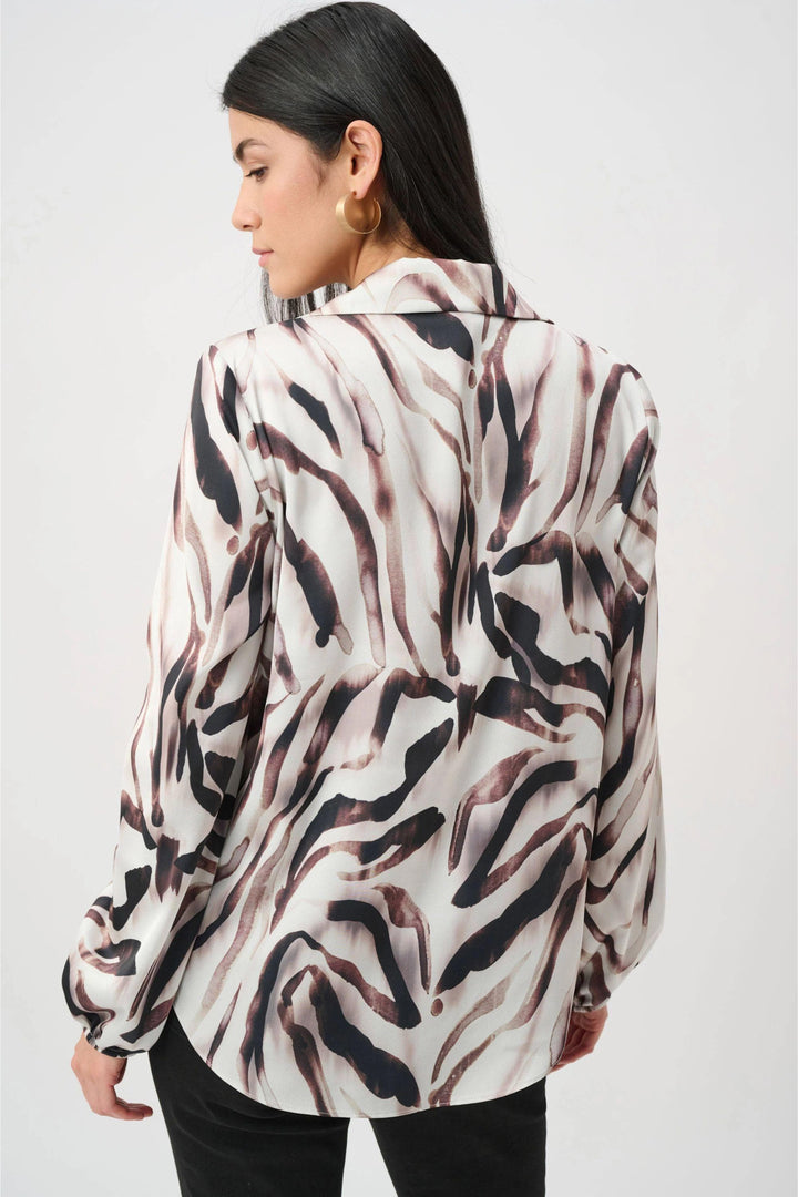 JOSEPH RIBKOFF SHIRT SATIN ANIMAL PRINT TOP - 263057JR