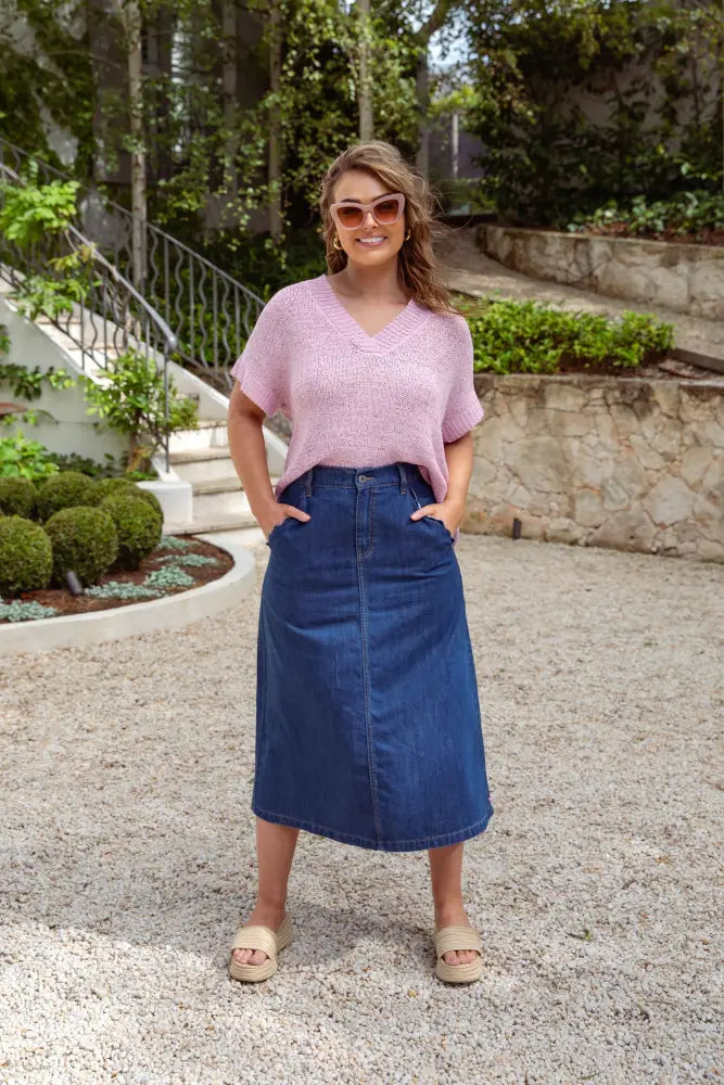 SCALLOP EDGE DENIM SKIRT - 81D1495 SKIRT