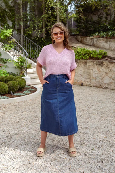 SCALLOP EDGE DENIM SKIRT - 81D1495 SKIRT