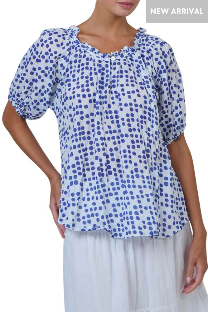 SCOOP NECK TOP - P105 S/M / BLUE TOP