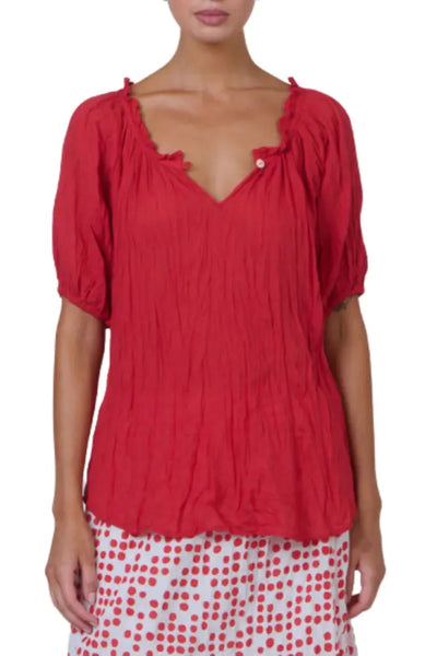 SCOOP NECK TOP - P105 S/M / CHILLI TOP