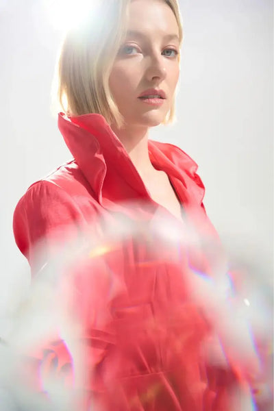 STRETCH TAFFETA FIT AND FLARE DRESS - 261719JR DRESS