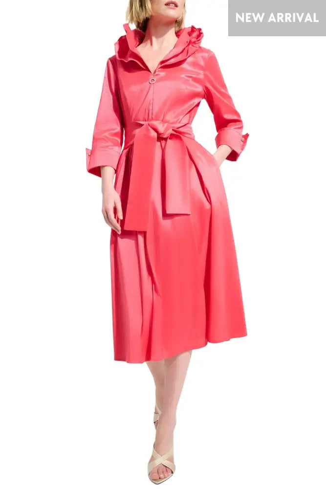 STRETCH TAFFETA FIT AND FLARE DRESS - 261719JR DRESS