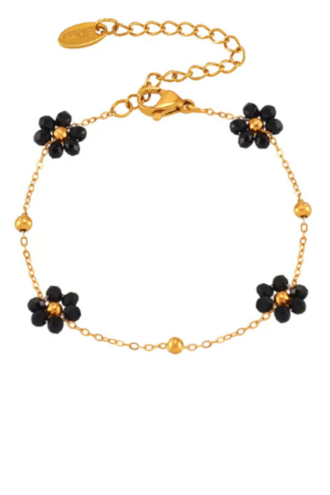 SUSAN ROSE JEWELLERY BLACK FLOWER BRACELET - SSB102