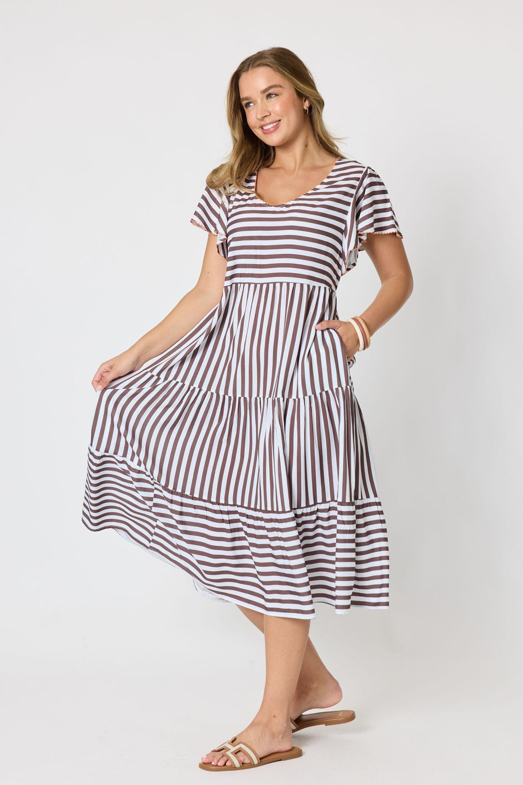 THREADZ DRESS KALAHARI STRIPE DRESS - 49543T