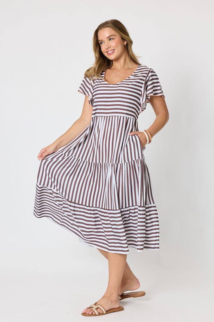 THREADZ DRESS KALAHARI STRIPE DRESS - 49543T