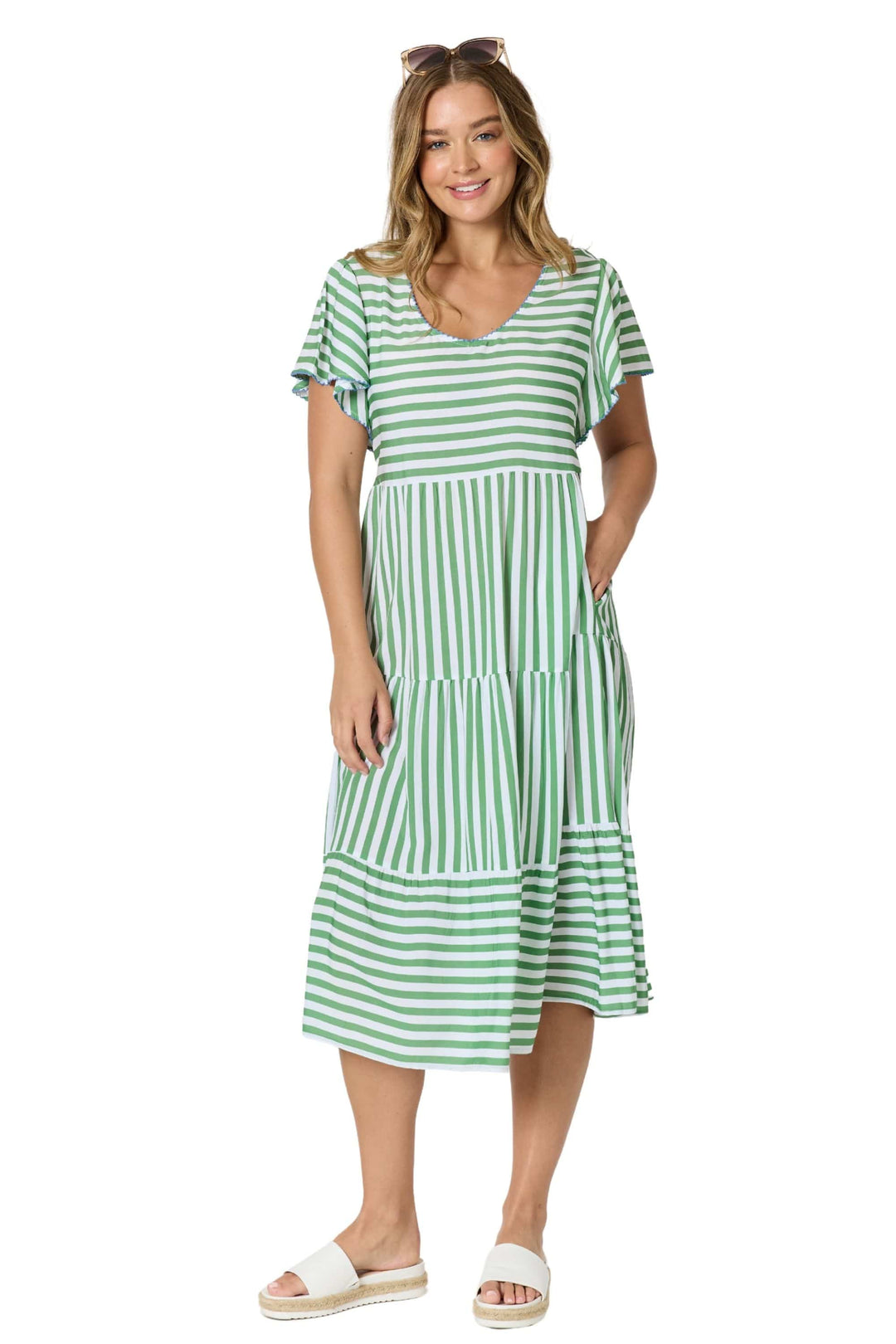 THREADZ DRESS XS / APPLE KALAHARI STRIPE DRESS - 49543T
