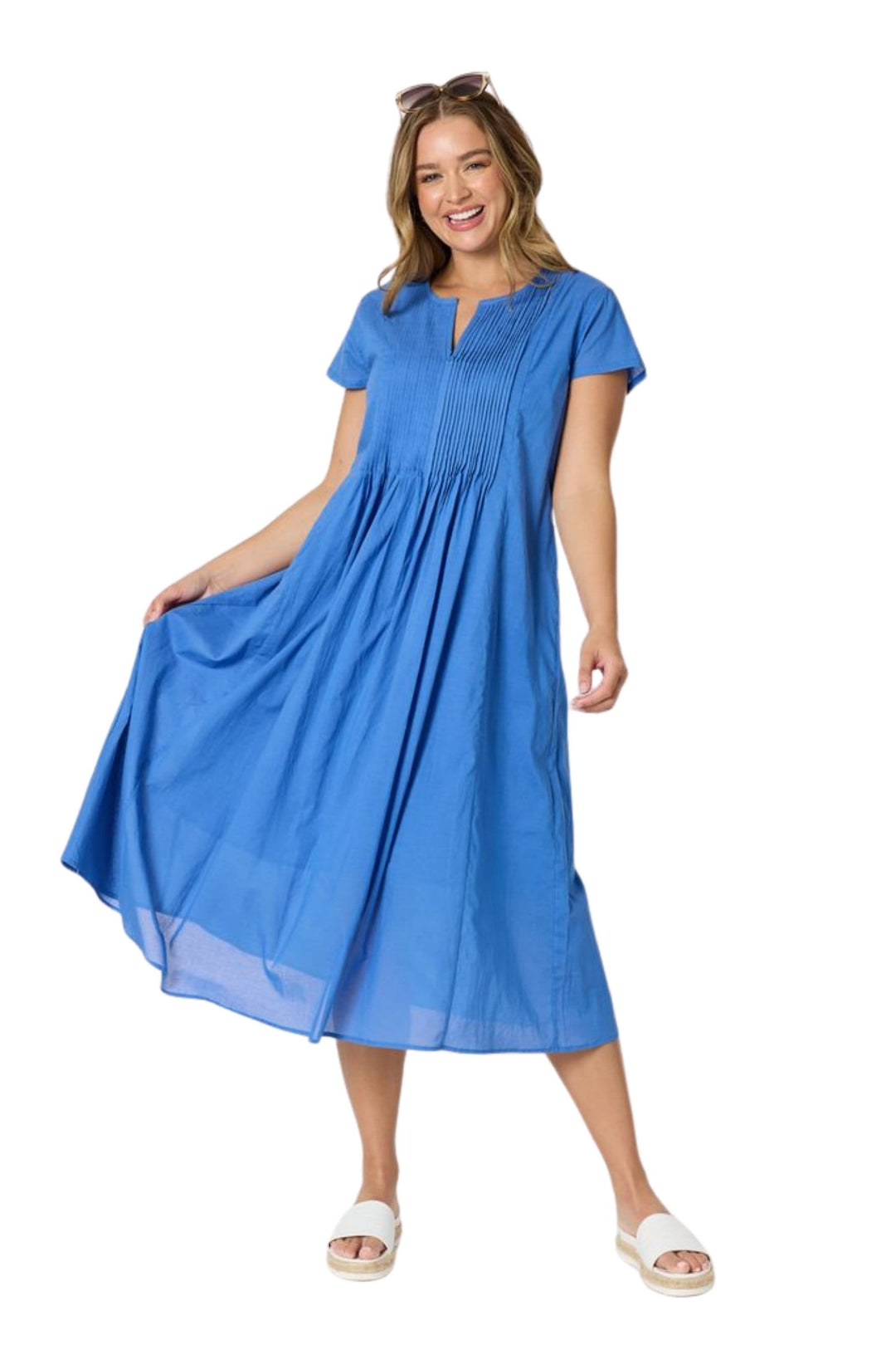 THREADZ DRESS XS / AZURE ACACIA COTTON DRESS - 49587T