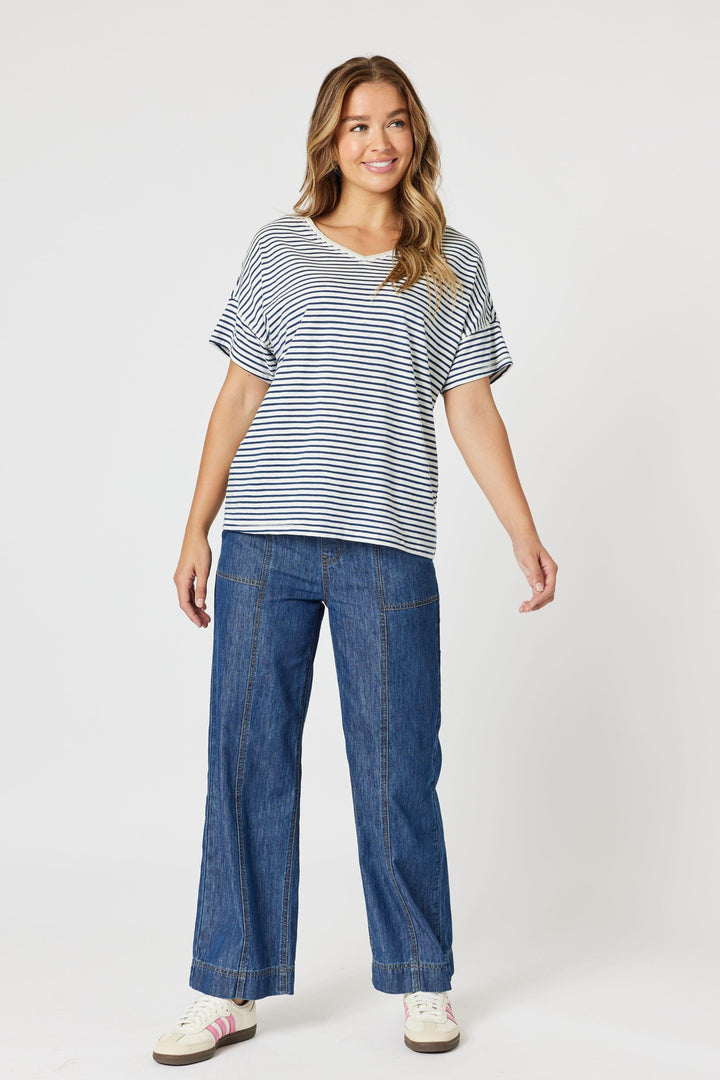 THREADZ T-SHIRT TYLA STRIPE TEE - 47873T