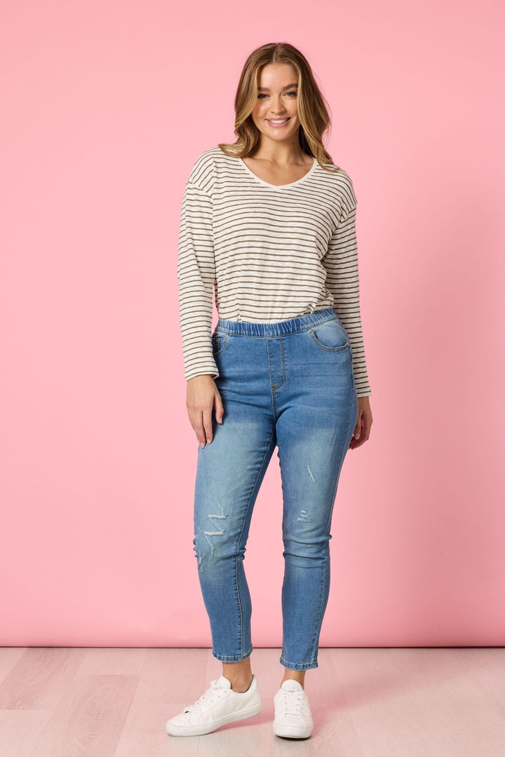 THREADZ TOP CITY STRIPE TEE - 48647T