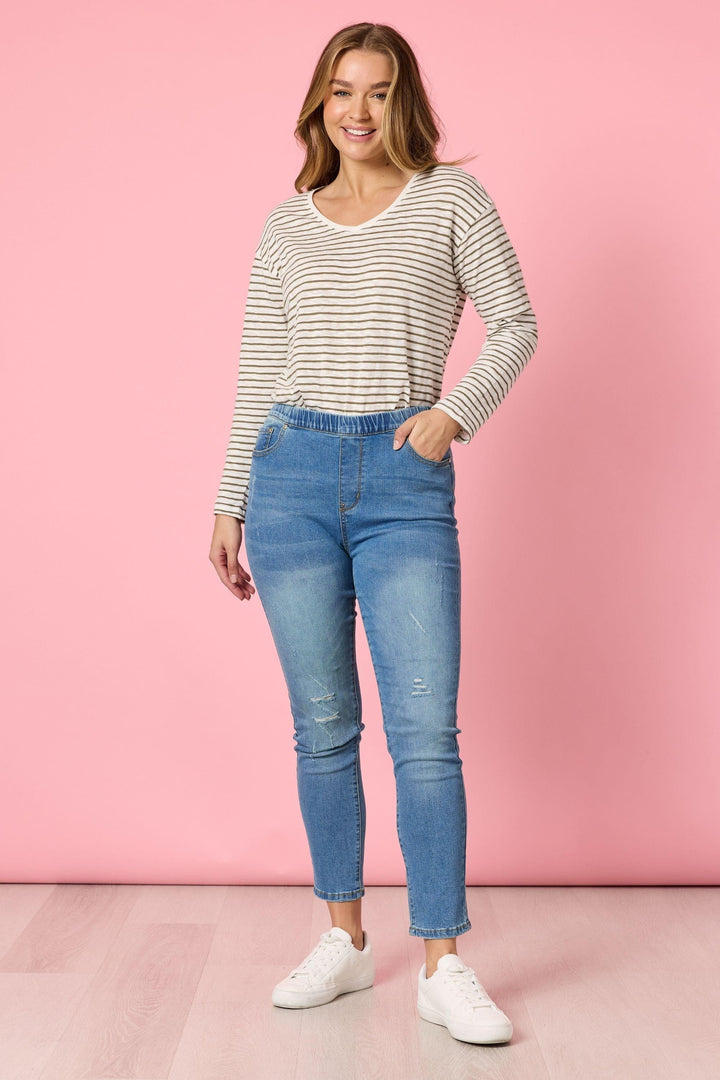 THREADZ TOP CITY STRIPE TEE - 48647T