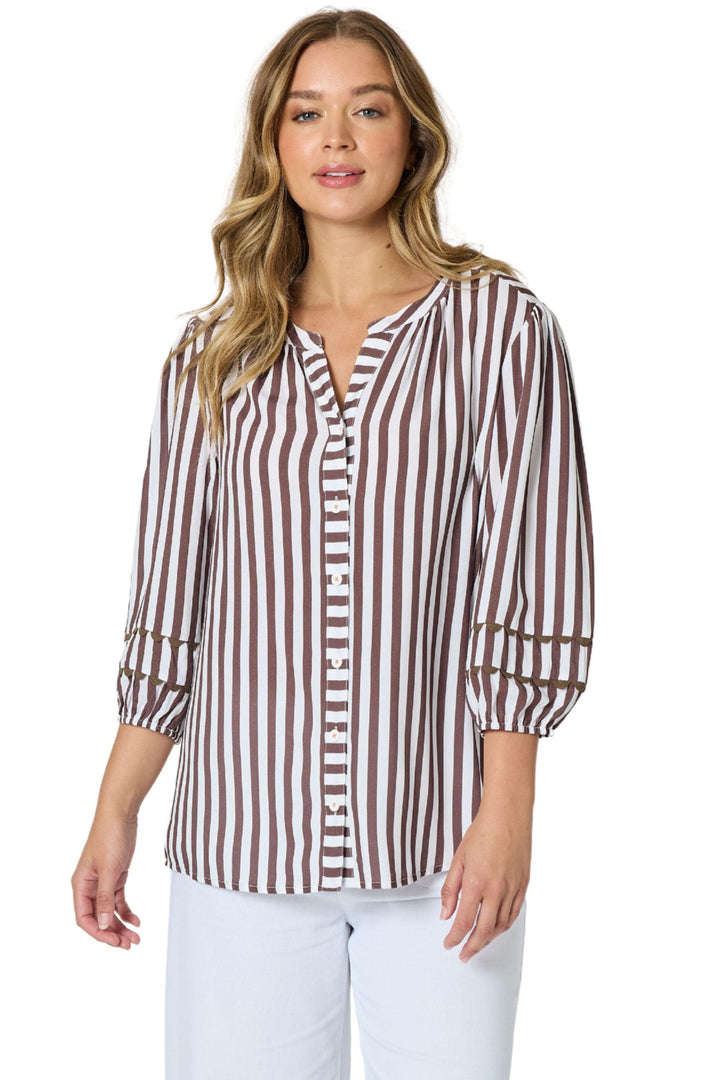 THREADZ TOP XS / COFFEE MONTECITO STRIPE TOP - 49542T