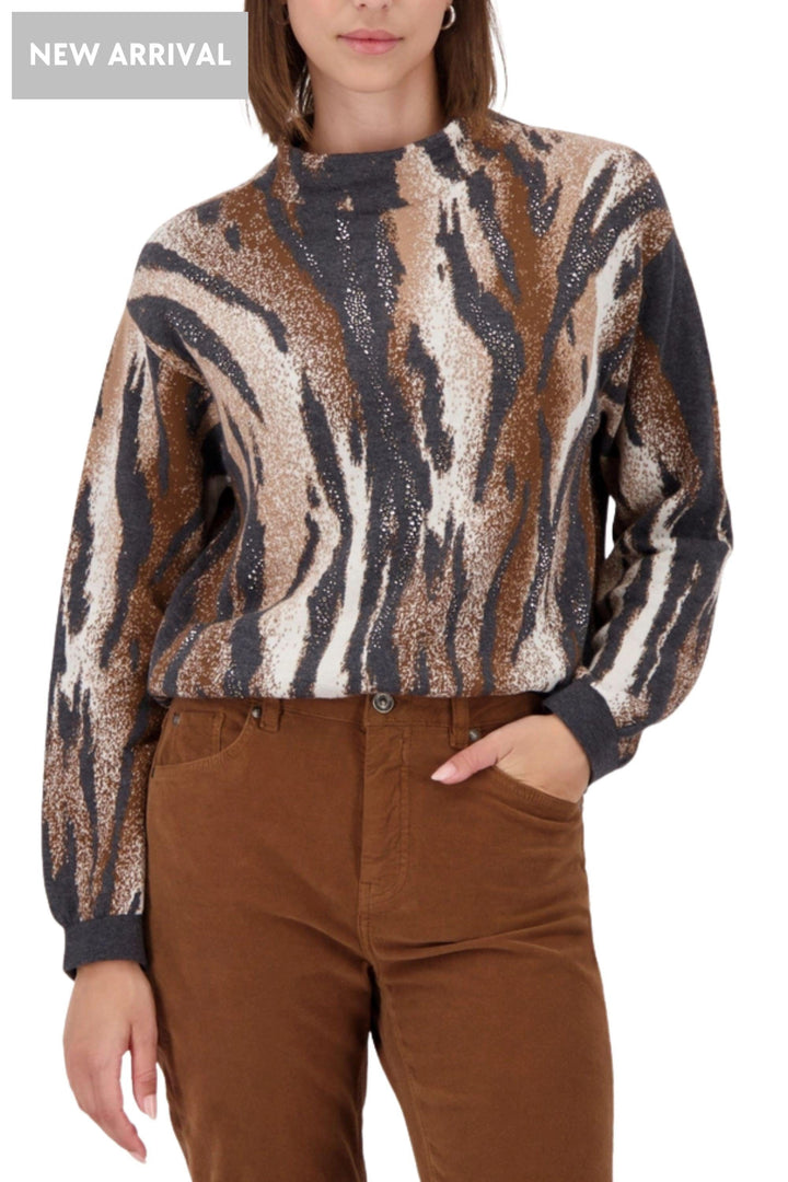 MONARI TOP TIGER JACQUARD SWEATER - 809689MNR