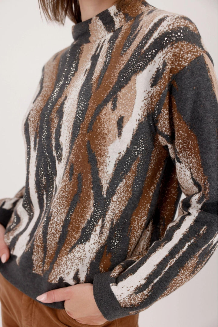 MONARI TOP TIGER JACQUARD SWEATER - 809689MNR