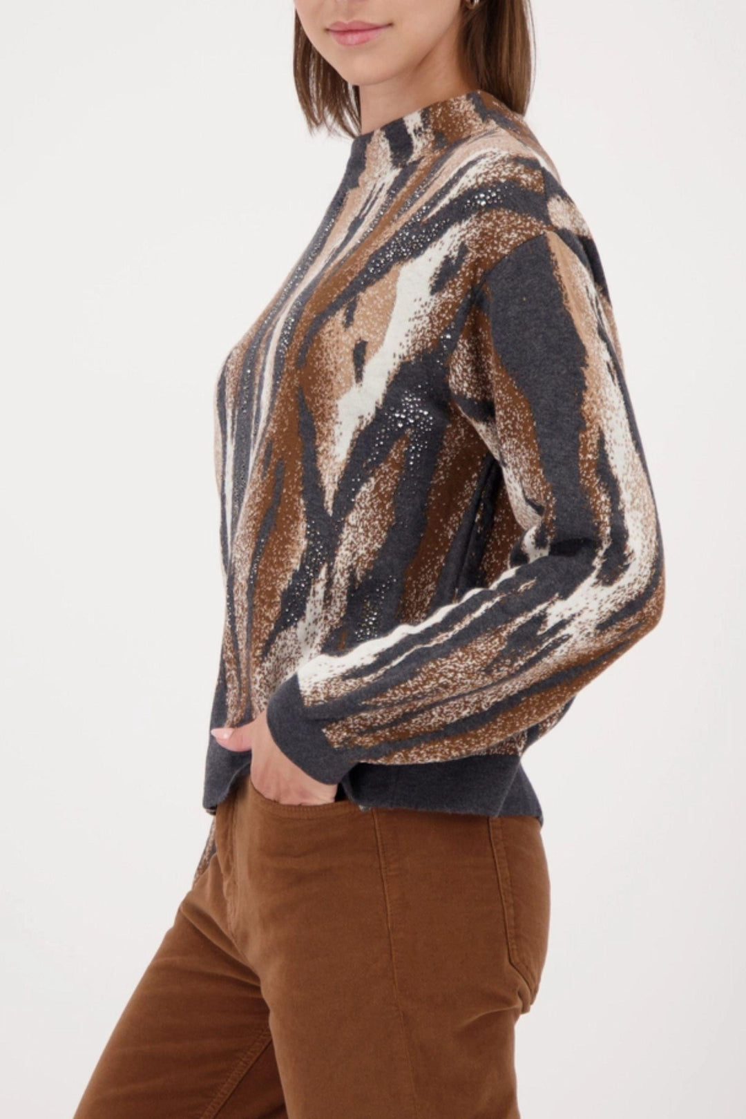 MONARI TOP TIGER JACQUARD SWEATER - 809689MNR