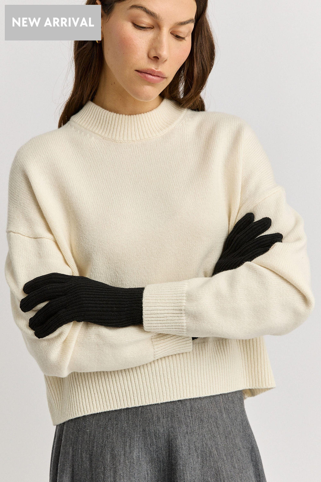 TOORALLIE GLOVES BLACK FINE RIBBED GLOVES - 9022