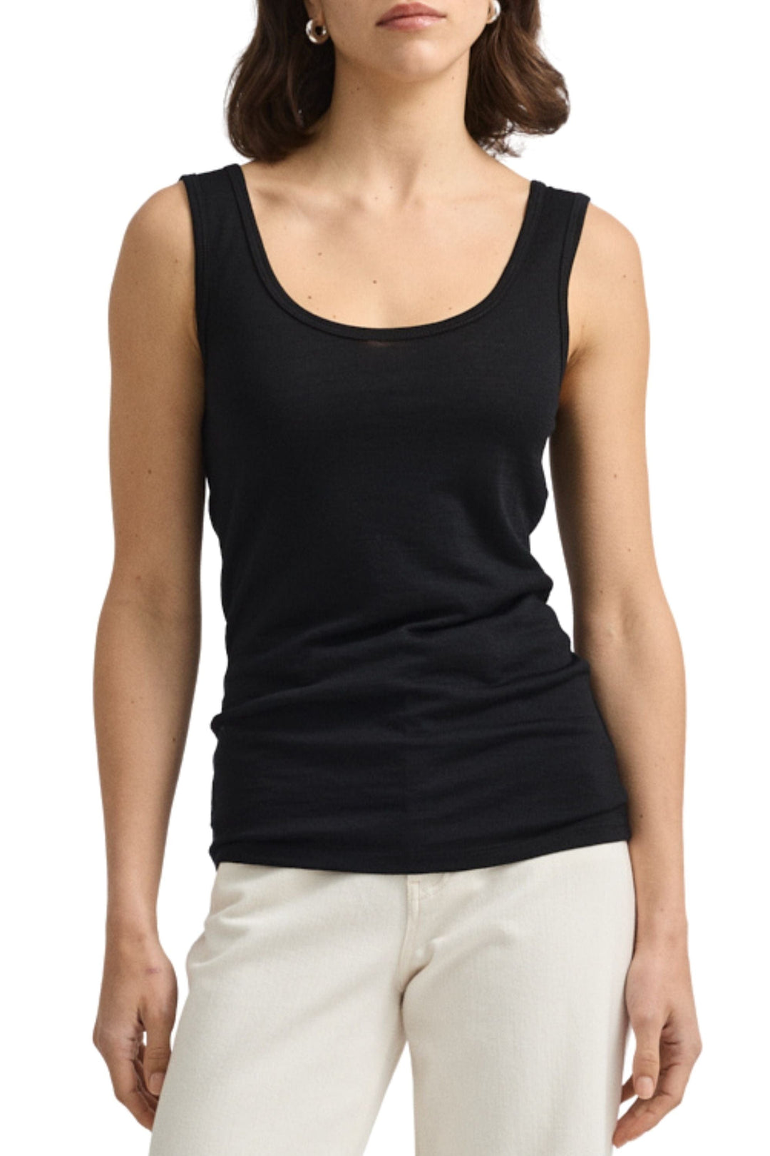 TOORALLIE TANK TOP 6 / BLACK SCOOP MERINO TANK - 635