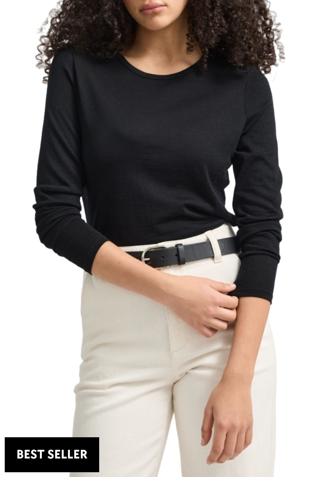 TOORALLIE TOP 6 / BLACK CREW MERINO TEE - 667
