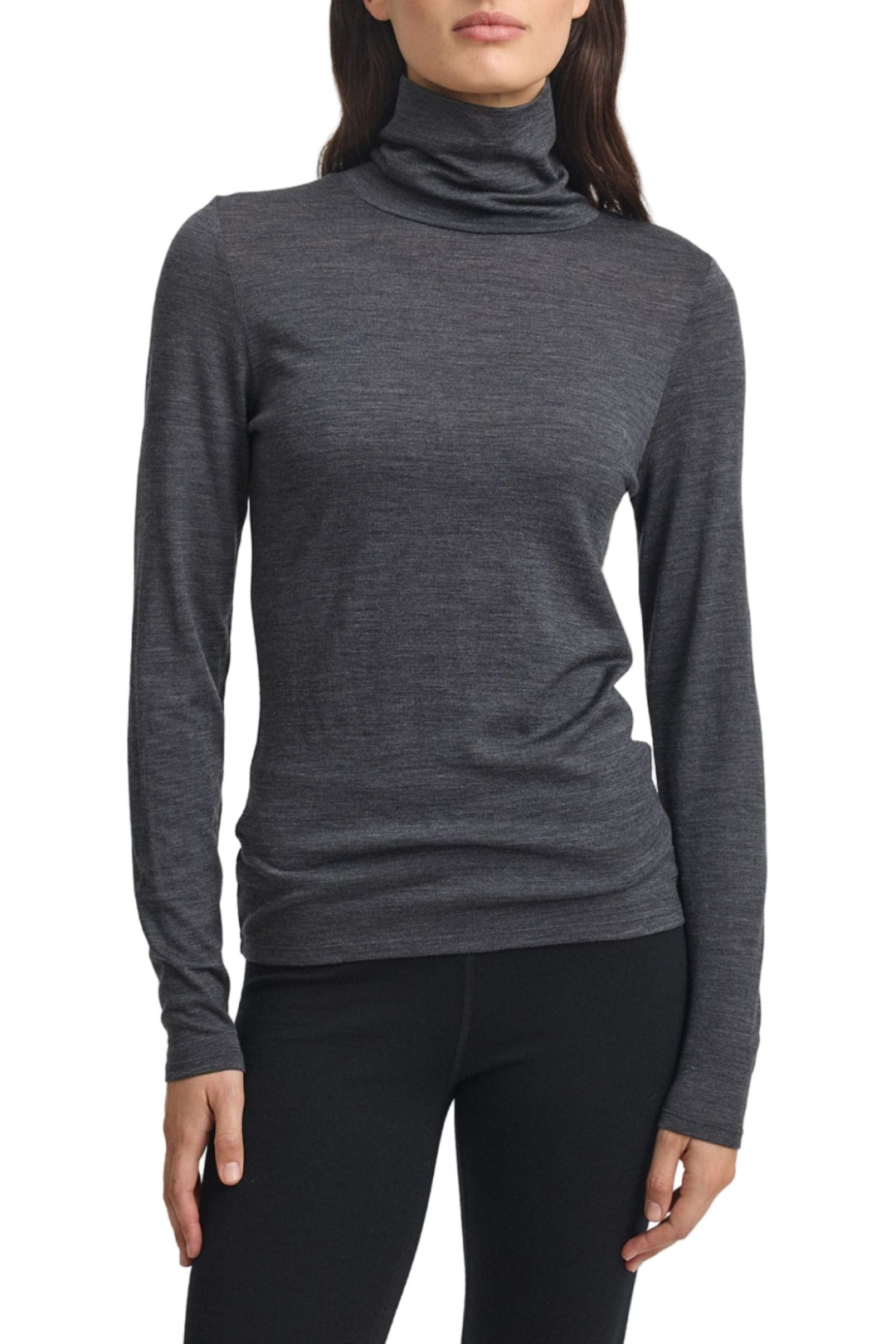 TOORALLIE TOP 6 / CHARCOAL TURTLENECK MERINO TEE - 612