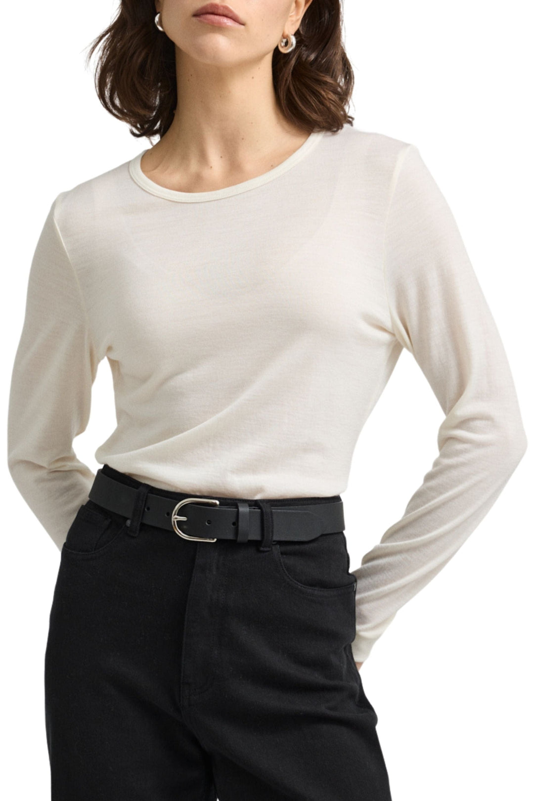 TOORALLIE TOP 6 / WARM-WHITE CREW MERINO TEE - 667