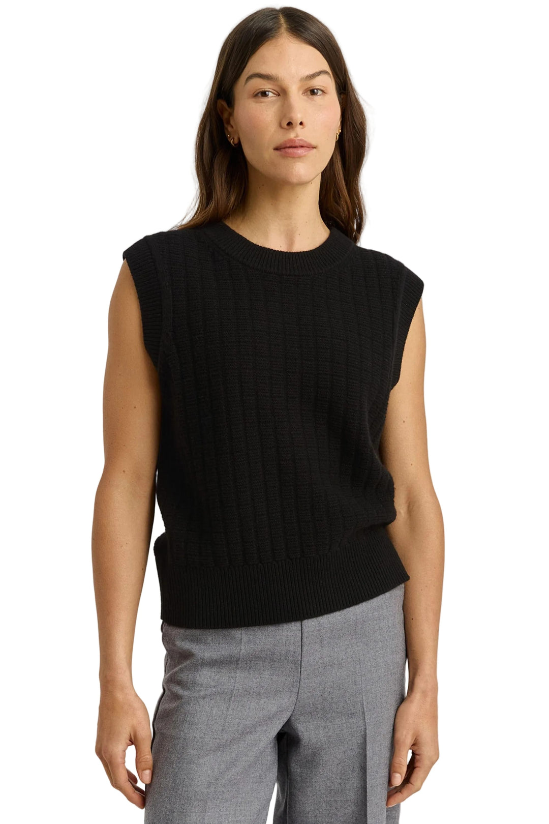TOORALLIE VEST 8 / BLACK GRID KNIT VEST - 5124