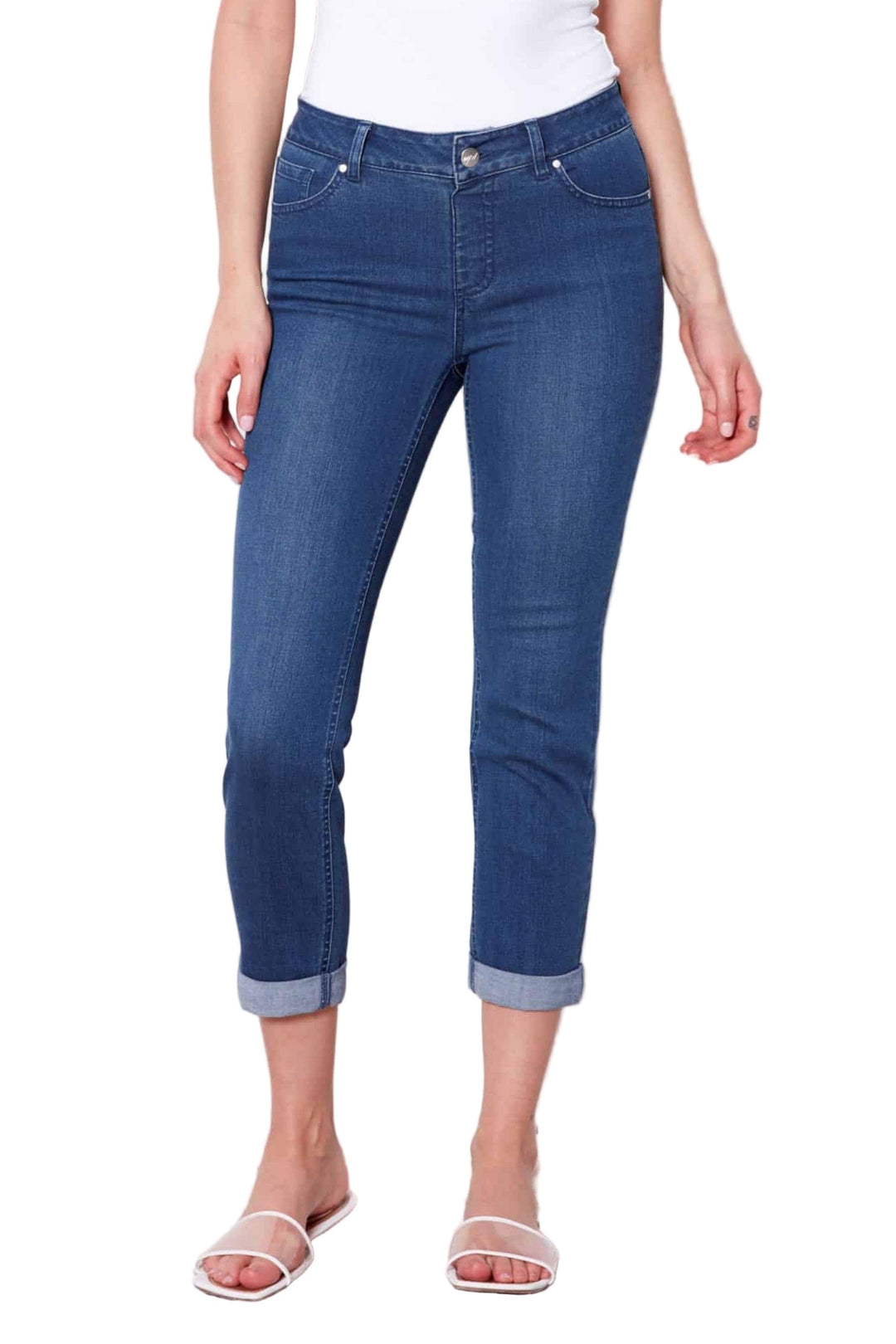 UP 3/4 PANT 6 / MID-BLUE CROP DENIM JEAN - 68421UP