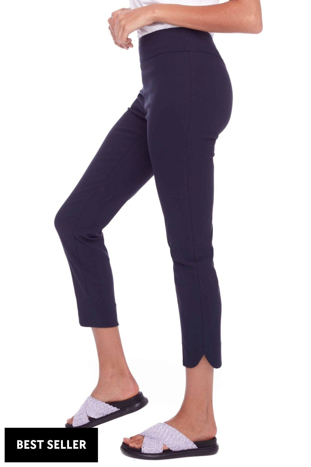 UP 7/8 PANT 6 / NAVY PETAL SLIT TECHNO PANT - 65027UP