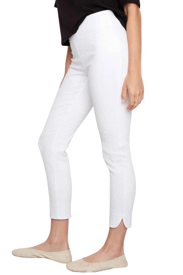 UP PANTS 6 / WHITE TEXTURED PETAL SLIT ANKLE PANT - 68816UP