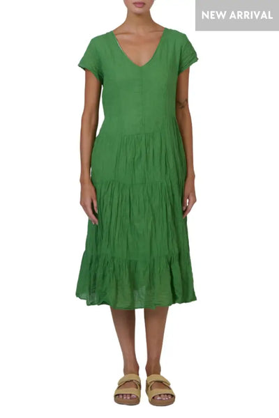 V-NECK DRESS - P82 S/M / GREEN DRESS