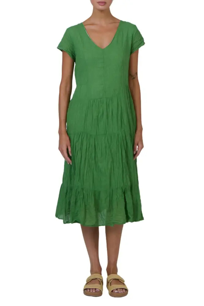 V-NECK DRESS - P82 S/M / GREEN DRESS