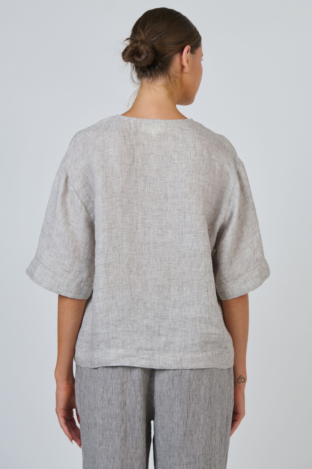 V NECK LINEN TOP - GA683 - TOP