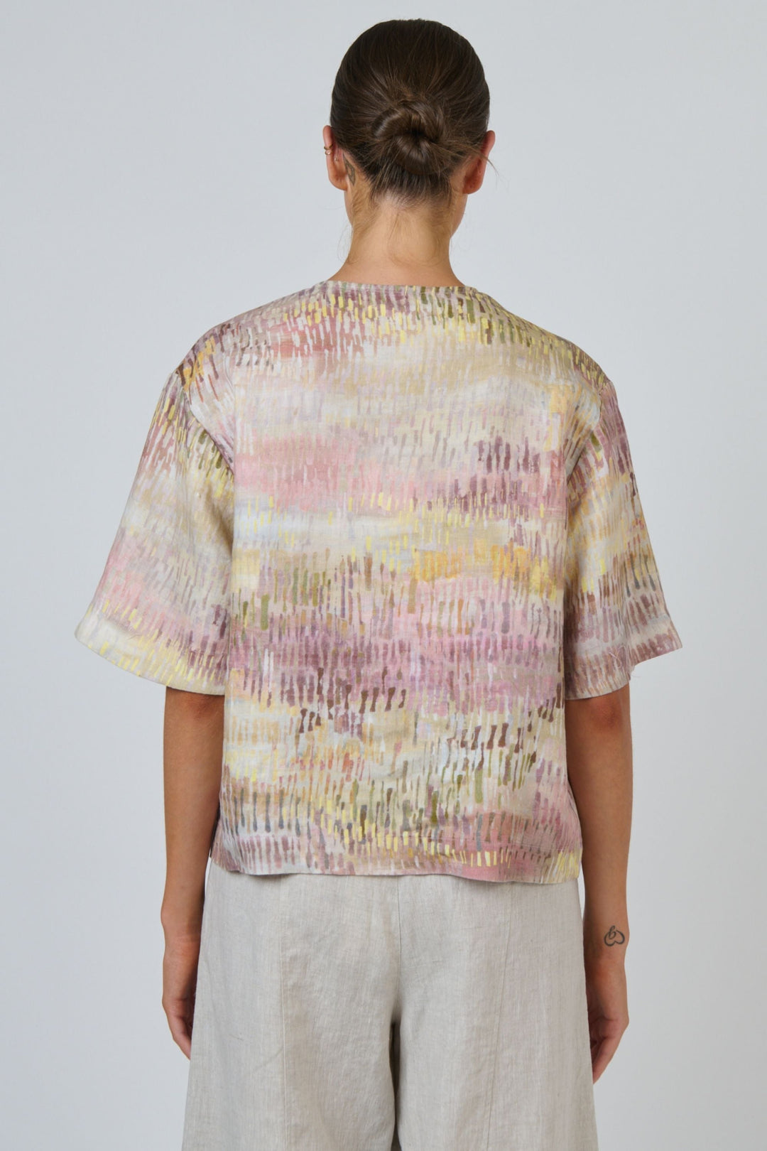 V NECK LINEN TOP - GA683 - TOP