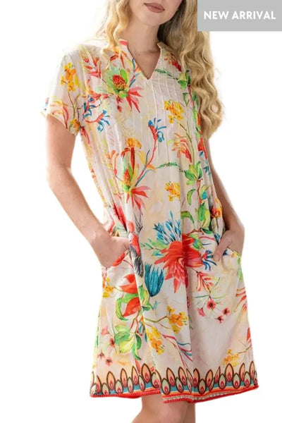 WARATAH PINTUCK DRESS - SDR-1768-WTA DRESS