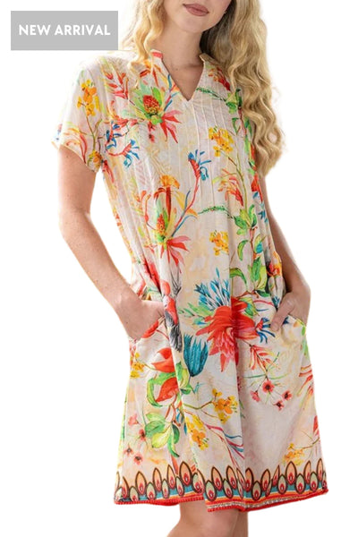 WARATAH PINTUCK DRESS - SDR-1768-WTA DRESS