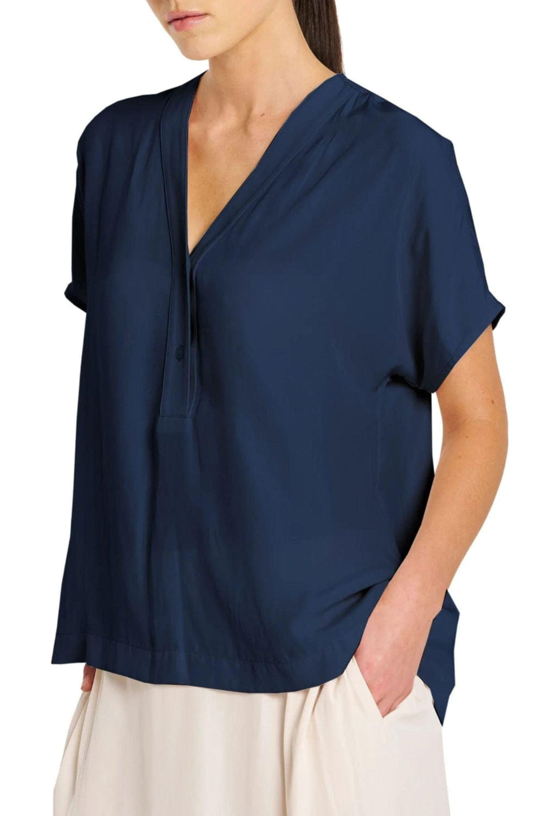 MELA PURDIE TOP 8 / NAVY WEDGE TAB SHELL TOP - F678804
