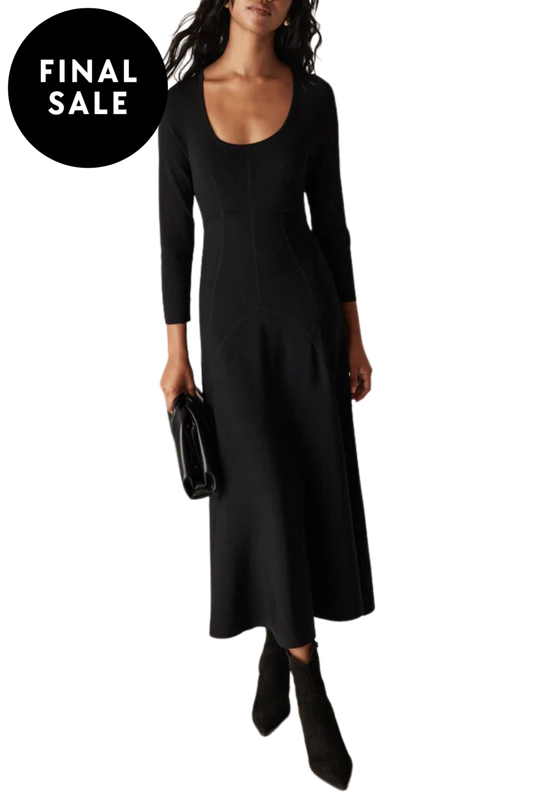 CABLE DRESS WINTER CREPE BODICE DRESS - CAW24119