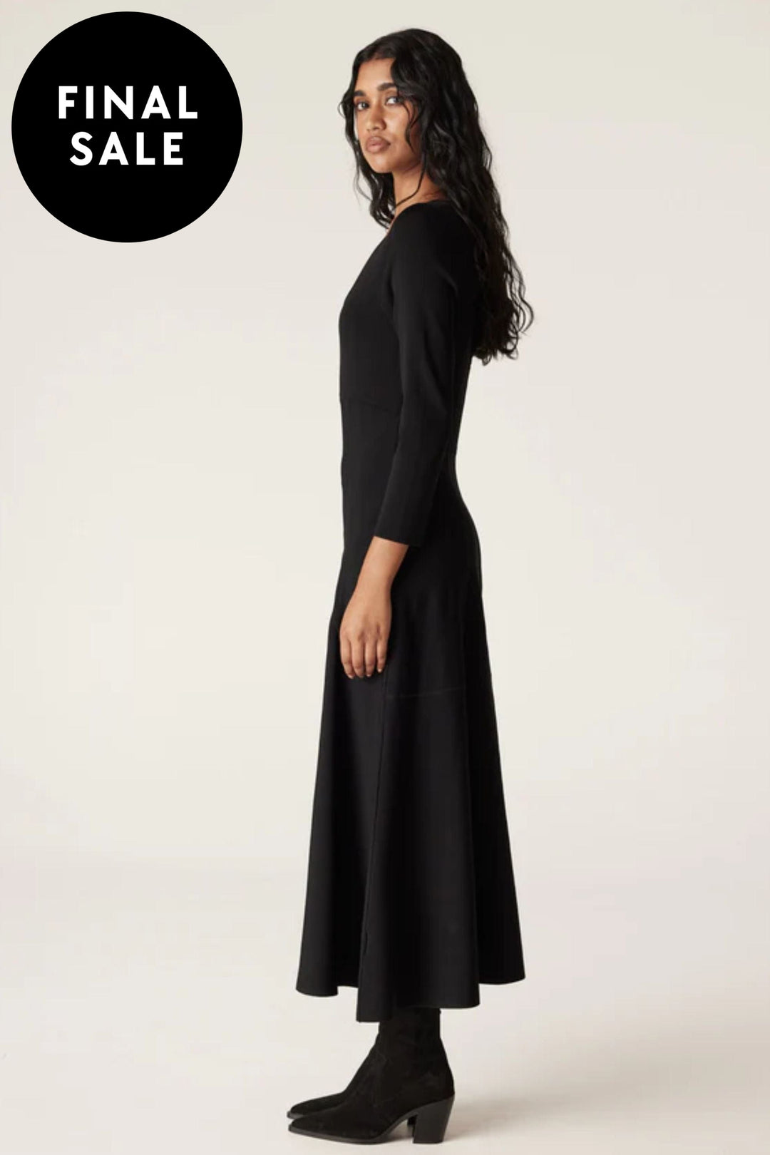 CABLE DRESS WINTER CREPE BODICE DRESS - CAW24119