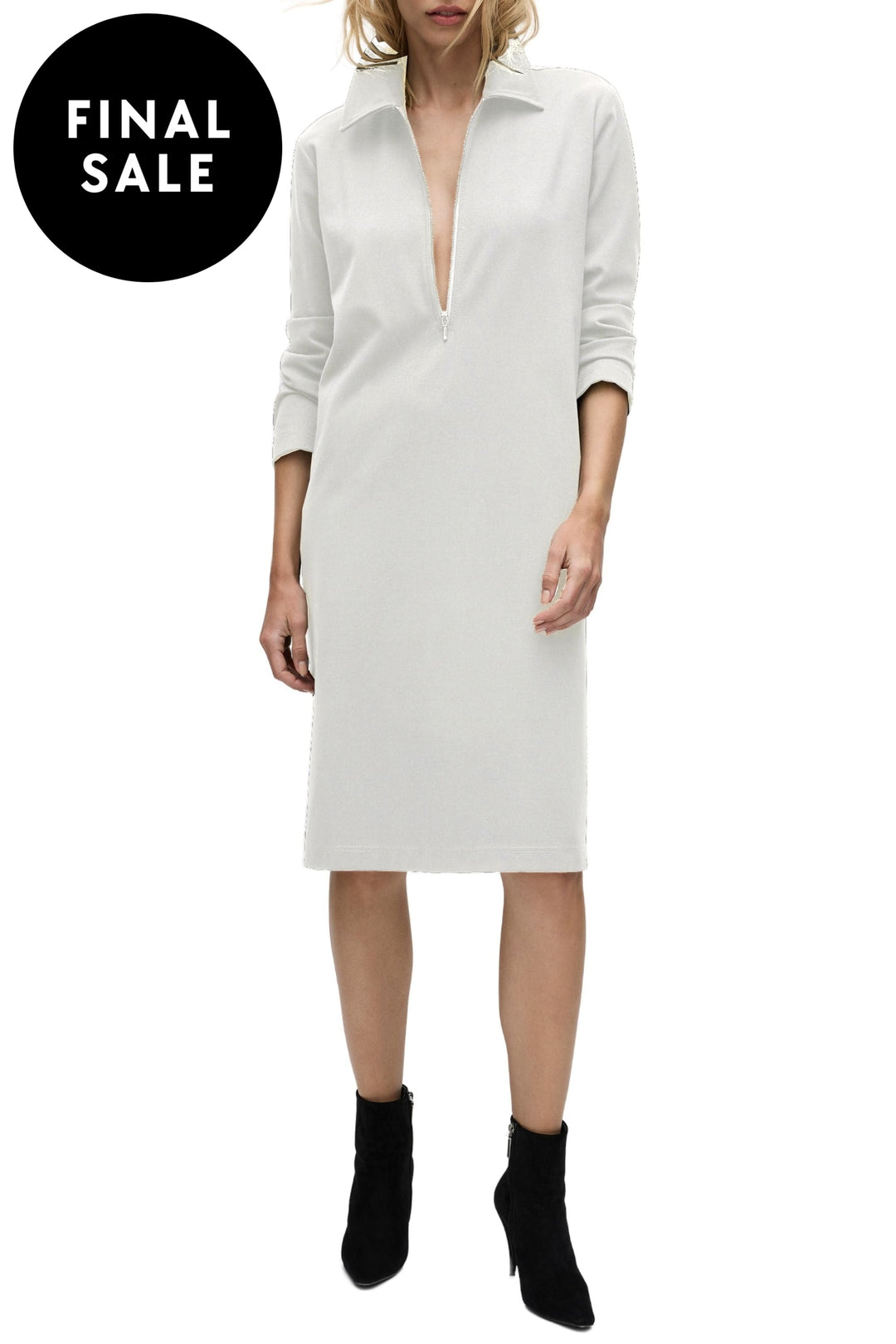 MELA PURDIE DRESS 8 / WINTER-WHITE ZIP COLLAR DRESS - F0953374