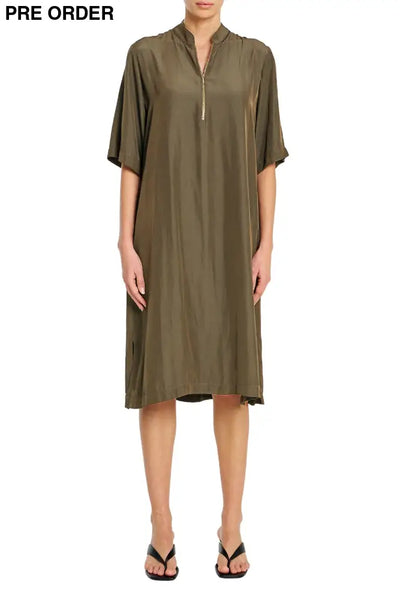 ZIP PLAZA DRESS - F673034 8 / FOSSIL DRESS