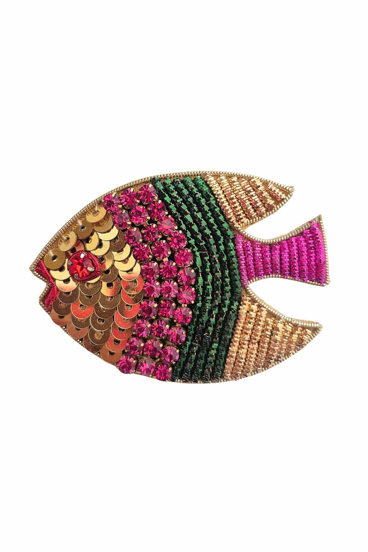 ZODA JEWELLERY PINK-MULTI BEADED FISH BROOCH - B42402