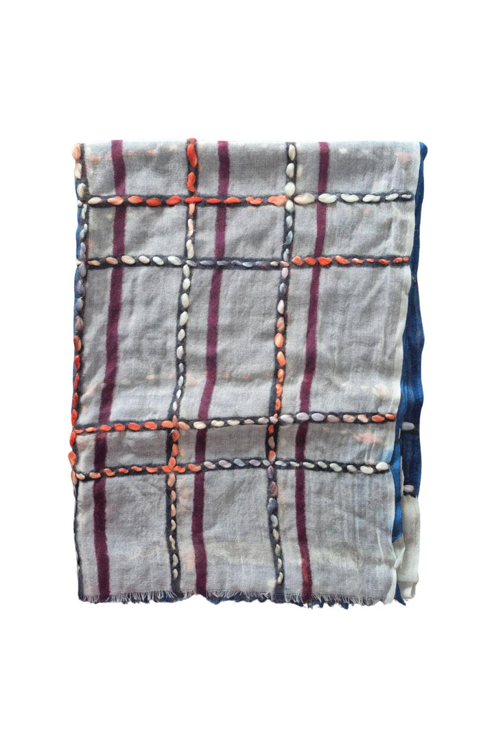 ZODA SCARF GREY-MULTI PURE WOOL SCARF - RC02