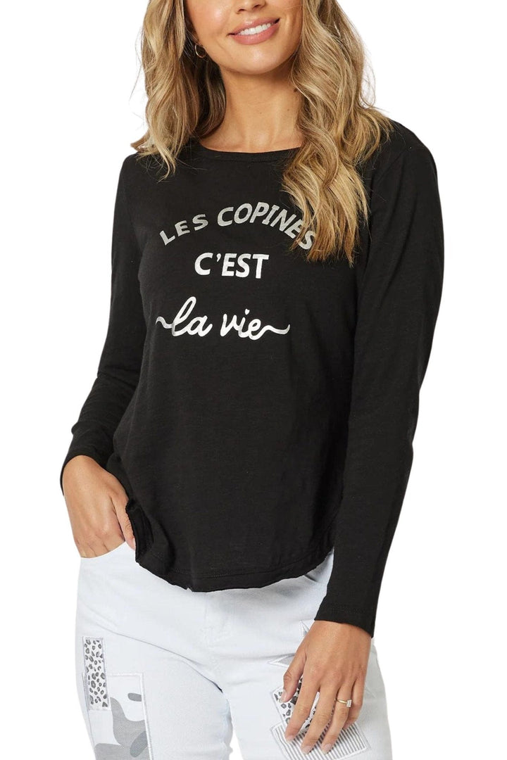 THREADZ T-SHIRT XS / BLACK LES COPINES L/S TEE - 45293T